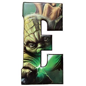 Star Wars Baby Yoda Metal Tin Sign Wall Art Letter “E” Shape 18x9 Sci Fi Decor